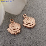 High Quality 20 Pieces/Lot 14mm*19mm Diy Jewelry Making Flower Charm Rose Gold Rose Flower Charms