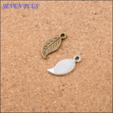 High Quality 20 Pieces/Lot 15mm*7mm Antique Silver plated Antique Bronze Diy Jewelry Making Small Leaf Charms