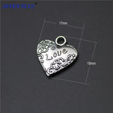 High Quality 20 Pieces/Lot 17mm*19mm Antique Silver Plated Love Heart Charm Pendant For Jewelry Making