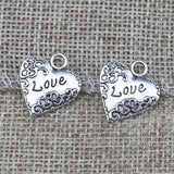 High Quality 20 Pieces/Lot 17mm*19mm Antique Silver Plated Love Heart Charm Pendant For Jewelry Making