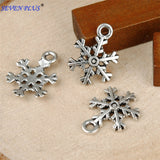 High Quality 20 Pieces/Lot 18mm*13mm Antique Silver plated Or Antique Bronze Metal Snowflake Charms For Jewelry Making