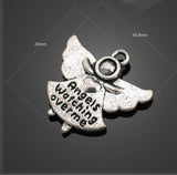 High Quality 20 Pieces/Lot 20mm*19mm antique silver plated double sided angels watching over me angel charms for jewelry making