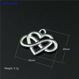 High Quality 20 Pieces/Lot 20mm*25mm Alloy Metal Silver Plated Infinity Heart Endless Love Charm Pendant For Jewelry Making