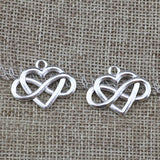 High Quality 20 Pieces/Lot 20mm*25mm Alloy Metal Silver Plated Infinity Heart Endless Love Charm Pendant For Jewelry Making