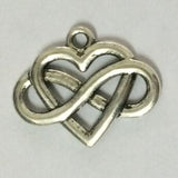 High Quality 20 Pieces/Lot 20mm*25mm Alloy Metal Silver Plated Infinity Heart Endless Love Charm Pendant For Jewelry Making