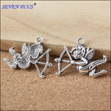High Quality 20 Pieces/Lot 20mm*28mm Antique Silver Plated Little Cupid Arrow Love Charms For Jewelry Making