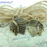 High Quality 20 Pieces/Lot 21mm*19mm Metal Indians Tribal leader Head Charms