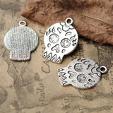 High Quality 20 Pieces/Lot 22mm*16mm Antique Silver Plated Skull Face Hallowmas Charms