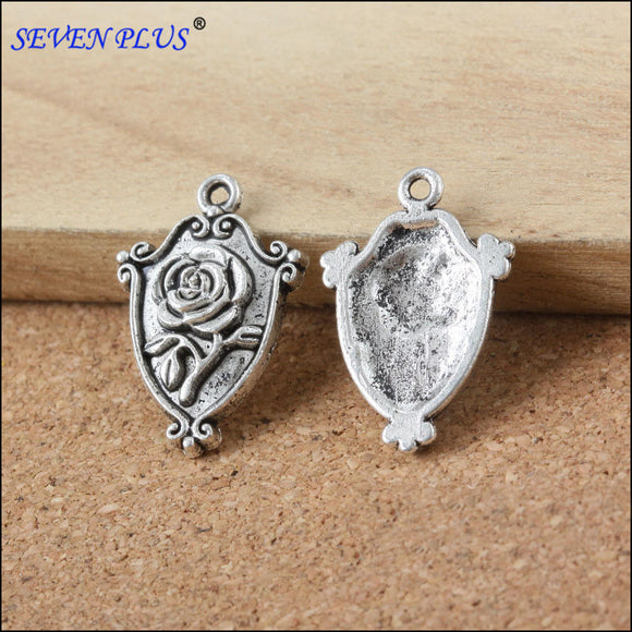 High Quality 20 Pieces/Lot 23mm*16mm Antique Silver Plated Rose Flowers Charms