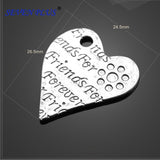 High Quality 20 Pieces/Lot 24.5mm*26.5mm Antique Silver Plated Heart Shaped Friends Charms