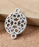 High Quality 20 Pieces/Lot  24mm*18mm Diy Jewelry Making Round Flower Connector Charm For Bracelet Making