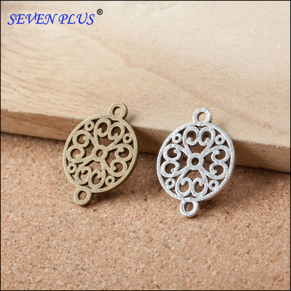 High Quality 20 Pieces/Lot  24mm*18mm Diy Jewelry Making Round Flower Connector Charm For Bracelet Making