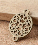 High Quality 20 Pieces/Lot  24mm*18mm Diy Jewelry Making Round Flower Connector Charm For Bracelet Making