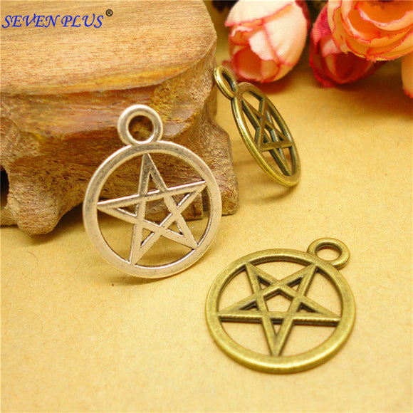 High Quality 20 Pieces/Lot 25mm*20mm Antique Silver plated Antique Bronze Star Of David Star Charms