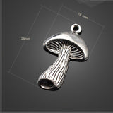 High Quality 20 Pieces/Lot 29mm*18.1mm Antique Silver Plated Metal Mushroom Charm For Diy Jewelry Making