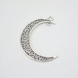 High Quality 20 Pieces/Lot 41mm*30mm Metal Delicate Hollow Out Moon Charm Pendant For Jewelry Making (6 colors)