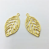 High Quality 20 Pieces/Lot 48mm*26mm Antique Silver Plated Antique Bronze Gold Color Leaves Leaf Charms For Jewelry Making