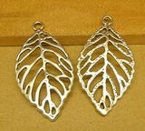 High Quality 20 Pieces/Lot 48mm*26mm Antique Silver Plated Antique Bronze Gold Color Leaves Leaf Charms For Jewelry Making