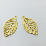 High Quality 20 Pieces/Lot 48mm*26mm Antique Silver Plated Antique Bronze Gold Color Leaves Leaf Charms For Jewelry Making
