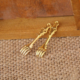 High Quality 20 Pieces/Lot 7mm*34mm Gold Stone And Antique Bronze Vintage Spoon Charms For Diy Making