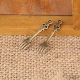 High Quality 20 Pieces/Lot 7mm*34mm Gold Stone And Antique Bronze Vintage Spoon Charms For Diy Making