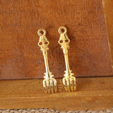 High Quality 20 Pieces/Lot 7mm*34mm Gold Stone And Antique Bronze Vintage Spoon Charms For Diy Making