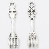 High Quality 20 Pieces/Lot 7mm*34mm Gold Stone And Antique Bronze Vintage Spoon Charms For Diy Making