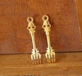 High Quality 20 Pieces/Lot 7mm*34mm Gold Stone And Antique Bronze Vintage Spoon Charms For Diy Making