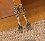 High Quality 20 Pieces/Lot 7mm*34mm Gold Stone And Antique Bronze Vintage Spoon Charms For Diy Making