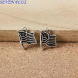 High Quality 50 PCS/Lot 12mm*9mm Jewelry Handmade Antique Silver plated American Flags Charms With Fast Shipping