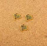 High Quality 50 PCS/Lot 12mm*9mm Jewelry Handmade Antique Silver plated American Flags Charms With Fast Shipping