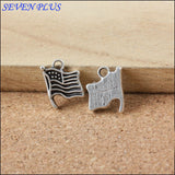 High Quality 50 PCS/Lot 12mm*9mm Jewelry Handmade Antique Silver plated American Flags Charms With Fast Shipping