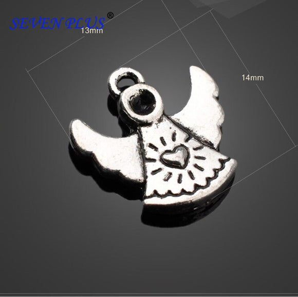 High Quality 50 Pieces/Lot 13mm*14mm Antique Silver plated Small Angels Diy Jewelry Making Charms EF3832