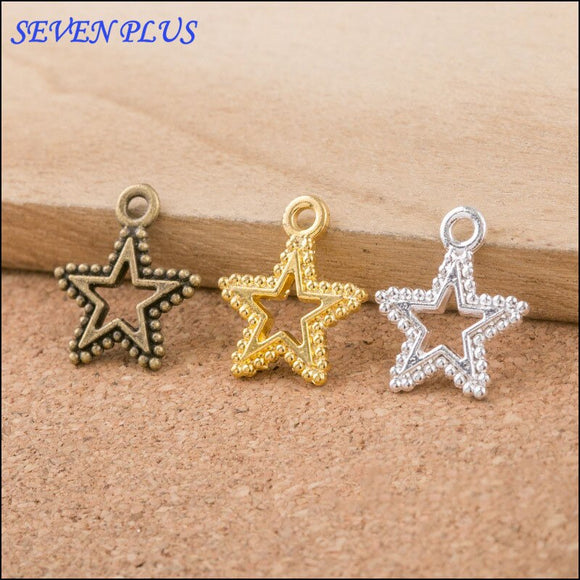 High Quality 50 Pieces/Lot 15mm*17mm Alloy Material Gold Color Hollow Out Star Charms For DIY Jewelry Making