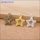 High Quality 50 Pieces/Lot 15mm*17mm Alloy Material Gold Color Hollow Out Star Charms For DIY Jewelry Making