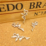 High Quality 50 Pieces/Lot 18mm*7mm Tibetan Silver Flying Angel Girl Charm Fairy Charms For Jewelry Making EF3686
