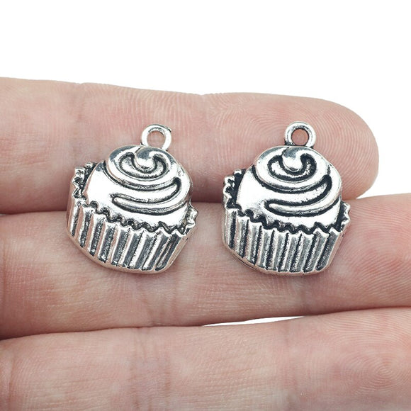 High Quality 50 Pieces/Lot 19mm*22mm Antique Silver Plated Antique Bronze Plated Birthday Cake Charms
