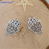 High Quality 50 Pieces/Lot 21mm*15mm Antique Silver Plated Hamsa Hand Charm Hamsa Charm Jewish Charms