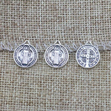 High Quality 50 Pieces/Lots 13mm*15mm Antique Silver plated Round Tag Religious Charm Benedict Medal Charms Wholesale EF3728