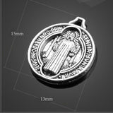 High Quality 50 Pieces/Lots 13mm*15mm Antique Silver plated Round Tag Religious Charm Benedict Medal Charms Wholesale EF3728
