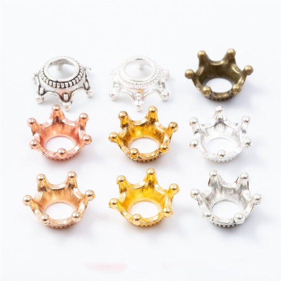 High Quality 6 Colors 50 Pieces/Lot 12mm Diy Accessories Shiny Silver Plated Crown Spacer Charms Pendants For Jewelry Making