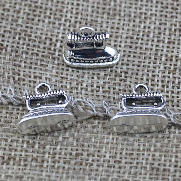 8 Pieces/Lot 12.5mm*14.5mm Antique Silver Plated 3D Iron Charms Diy Making Charm Wholesale ef4735