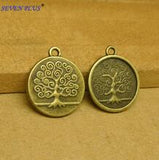 High Quality 8 Pieces/Lot 17mm*20mm Antique Bronze Plated Life Tree Round Disc Tree Of  Life Charms EF3925