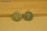 High Quality 8 Pieces/Lot 17mm*20mm Antique Bronze Plated Life Tree Round Disc Tree Of  Life Charms EF3925