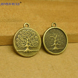 High Quality 8 Pieces/Lot 17mm*20mm Antique Bronze Plated Life Tree Round Disc Tree Of  Life Charms EF3925