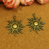 High Quality 8 Pieces/Lot 23.8mm*27mm Alloy Antique Silver Plated Or Bronze Religious Sun Charms Pendants For Jewelry Making
