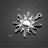 High Quality 8 Pieces/Lot 23.8mm*27mm Alloy Antique Silver Plated Or Bronze Religious Sun Charms Pendants For Jewelry Making