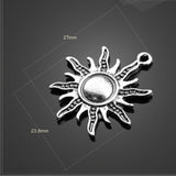 High Quality 8 Pieces/Lot 23.8mm*27mm Alloy Antique Silver Plated Or Bronze Religious Sun Charms Pendants For Jewelry Making