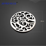 High Quality 8 Pieces/Lot 26mm Antique Silver Plated Hollow Out Flower Pattern Round Necklaces Pendants