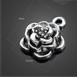 10 PCS/Lot 12.2mm*15mm antique silver plated small metal diy handmade beautiful flowers charms ef4534